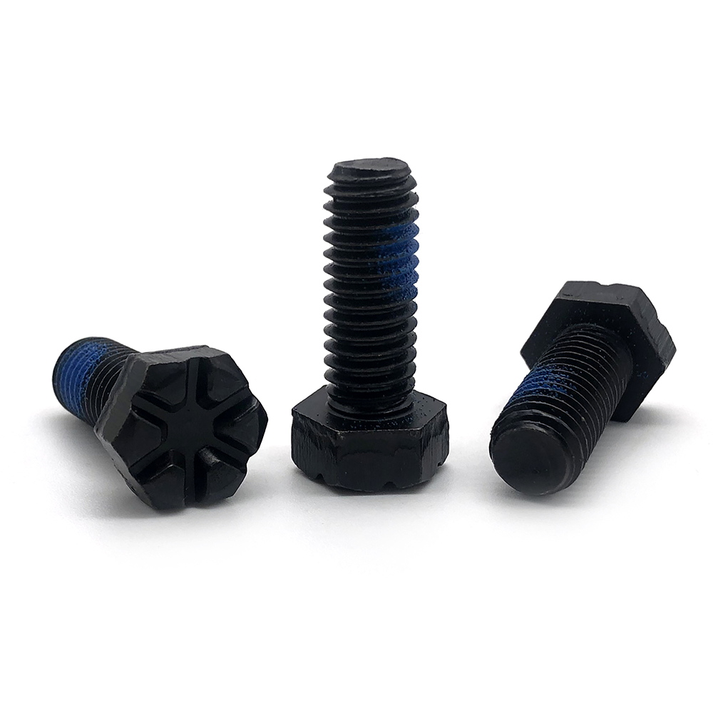 定制高強度發黑開槽六角頭螺栓
